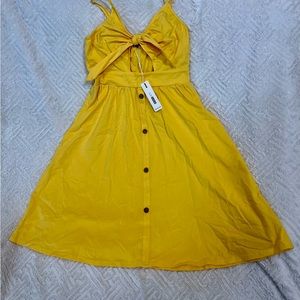 Yellow Tie-Front Sundress with Button Front